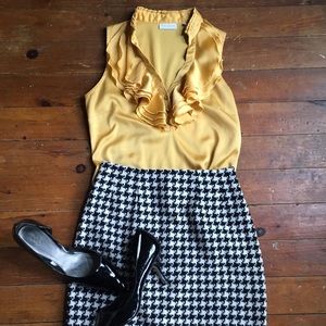 NYCO Silky yellow blouse with ruffled neckline